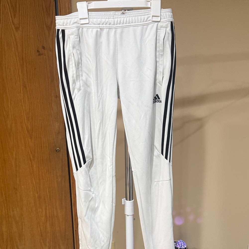 Adidas White Joggers with Black Stripes